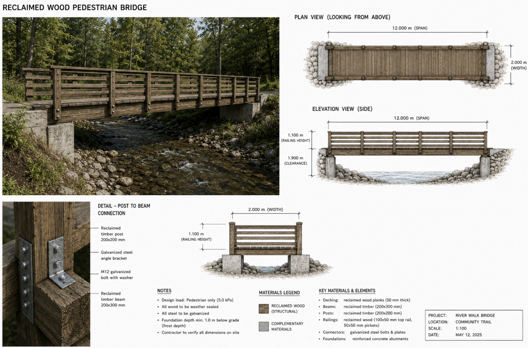 Reclaimed wood bridge design — Make it more realistic